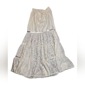 bebe White Maxi Skirted Dress with Tassel Tie